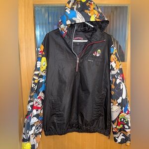 Members Only X Looney Toones Half Zip Hooded Windbreaker XL